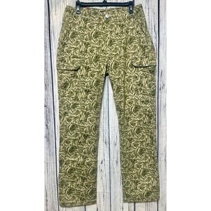 True Religion Abstract Camo Cargo Pants Men's 30x32 Flap Pockets Green Tan NWT